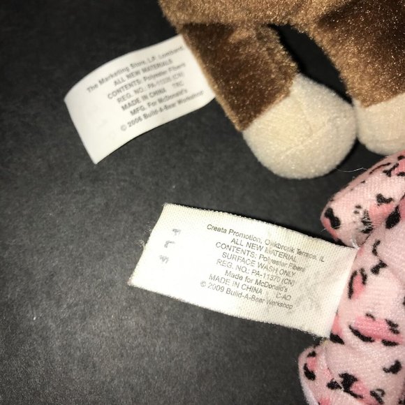 Lot Of 4 BABW Build A Bear Mini Tiny Toy Plush Teddy, Leopard, Teddy And Monkey - Picture 10 of 10